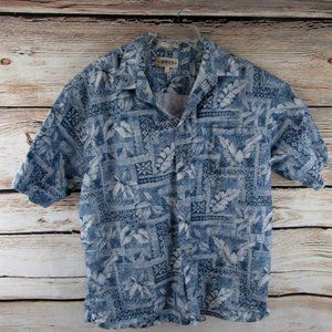 Campia Moda | Men's Hawaiian Shirt Short Sleeve XL Button Up Blue White Aloha